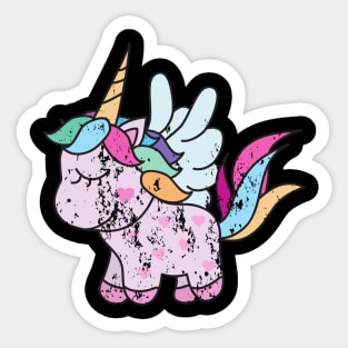 Retro Vintage Grunge Valentine's Day Unicorn Sticker